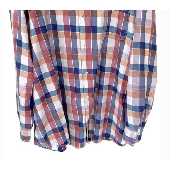 Tommy Bahama Men's Big & Tall 2XB Pure Coral Mendocino Button Front Plaid Shirt - Picture 5 of 9